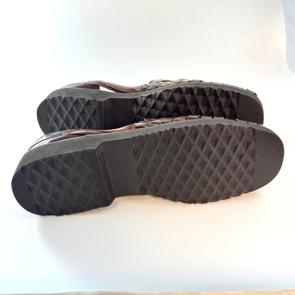 Sunsteps Brown Woven Leather Huarache Sandals Buckle Loafers Mens Size 8 main image 5